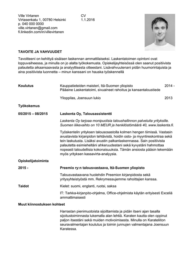 Esimerkki-CV: Virtanen Ville | PDF