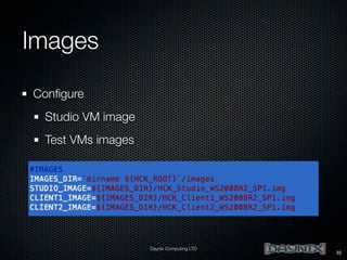 Images
Conﬁgure
Studio VM image
Test VMs images

Daynix Computing LTD

32

 