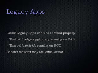 What is Virtualization ? Running different operating systems together on one machine 