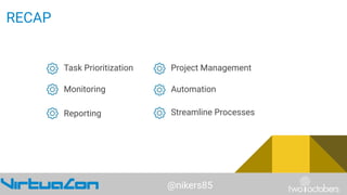 Task Prioritization
Monitoring
@nikers85
Reporting
Project Management
Streamline Processes
Automation
RECAP
 