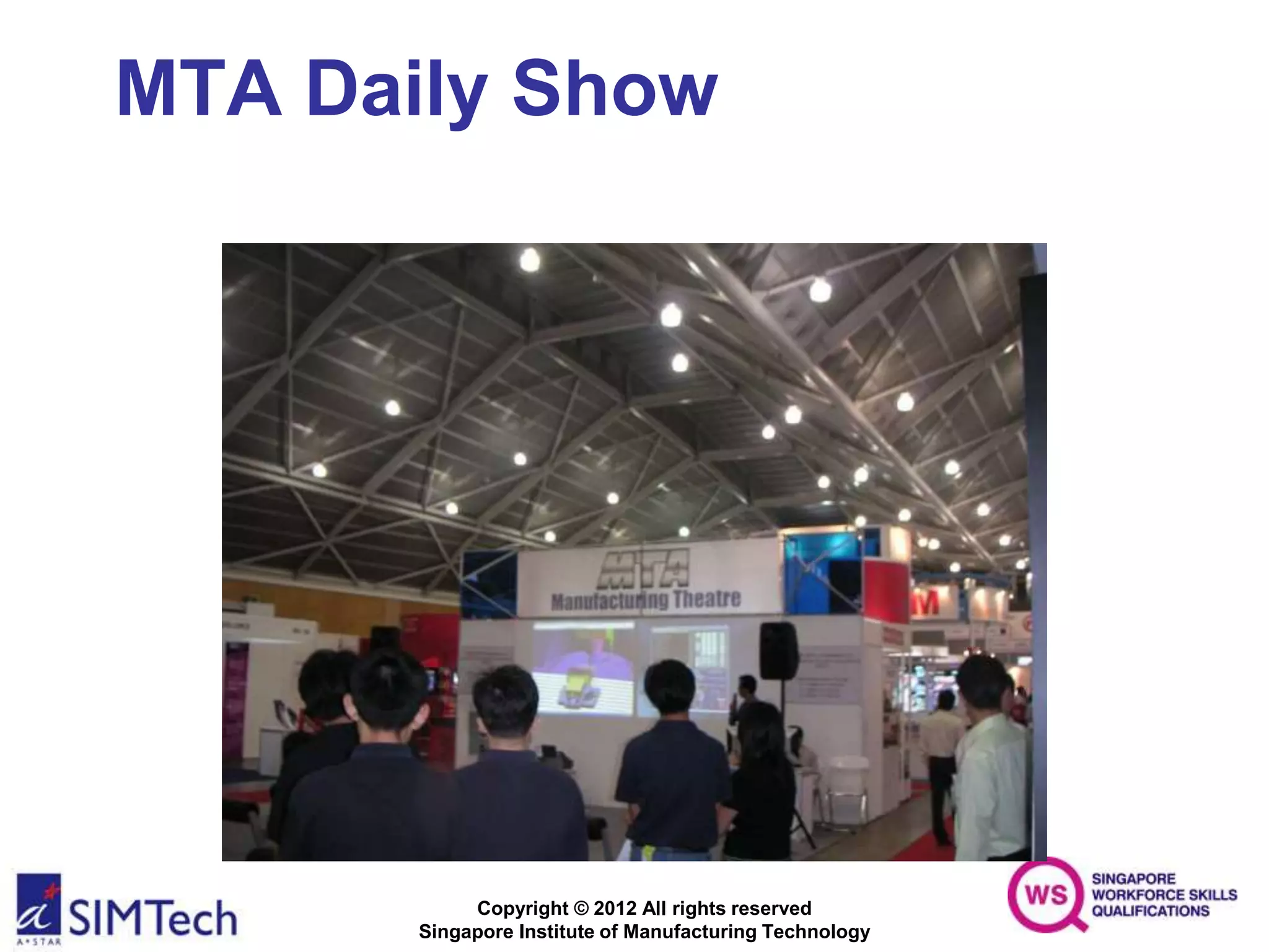Copyright © 2012 All rights reserved
Singapore Institute of Manufacturing Technology
MTA Daily Show
 