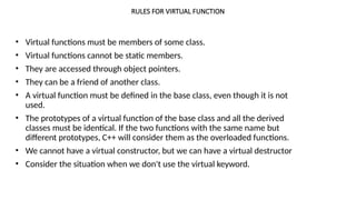 Comprehensive Guide to C++ Virtual Functions and Polymorphism | PPTX