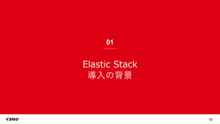 10
Elastic Stack
導⼊の背景
01
 