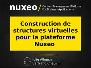 Construction de
structures virtuelles
pour la plateforme
Nuxeo
Julie Allouch
Bertrand Chauvin

 