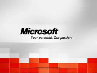 © 2004 Microsoft Corporation. All rights reserved.
This presentation is for informational purposes only. Microsoft makes no warranties, express or implied, in this summary.
 