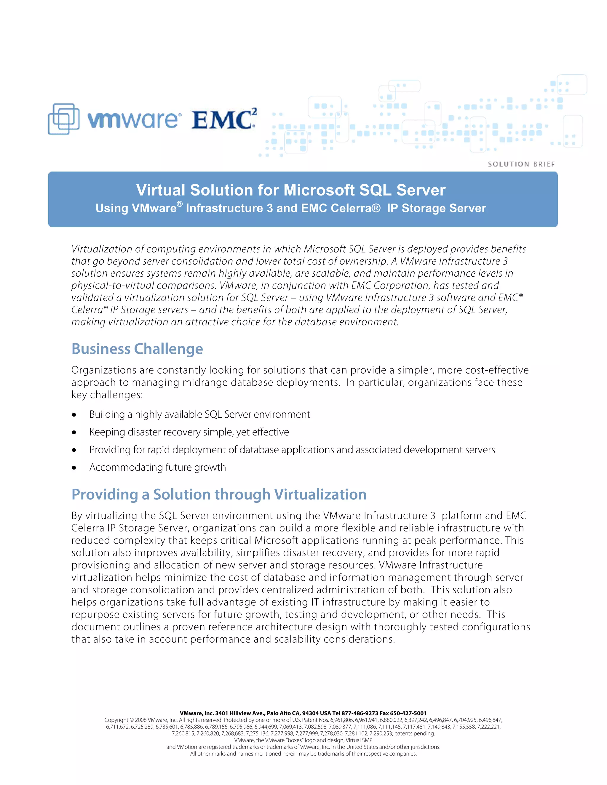 Virtual Solution for Microsoft SQL Server | PDF