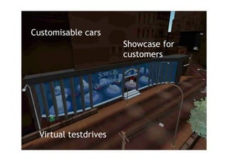 Customisable cars
                       Showcase for
                       customers




  Virtual testdrives