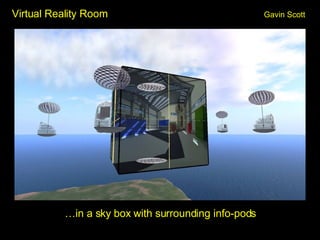 Virtual Reality Room Gavin Scott <ul><li>… in a sky box with surrounding info-pods </li></ul>