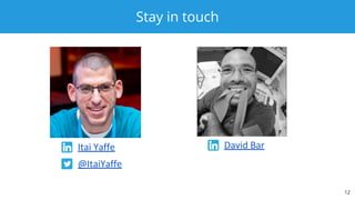 Stay in touch
12
Itai Yaffe
@ItaiYaffe
David Bar
 