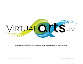 Turning the Performing Arts into an Interactive Global Event




Presented to Crowdfunder, May 15, 2012                         http://VirtualArts.tv
 