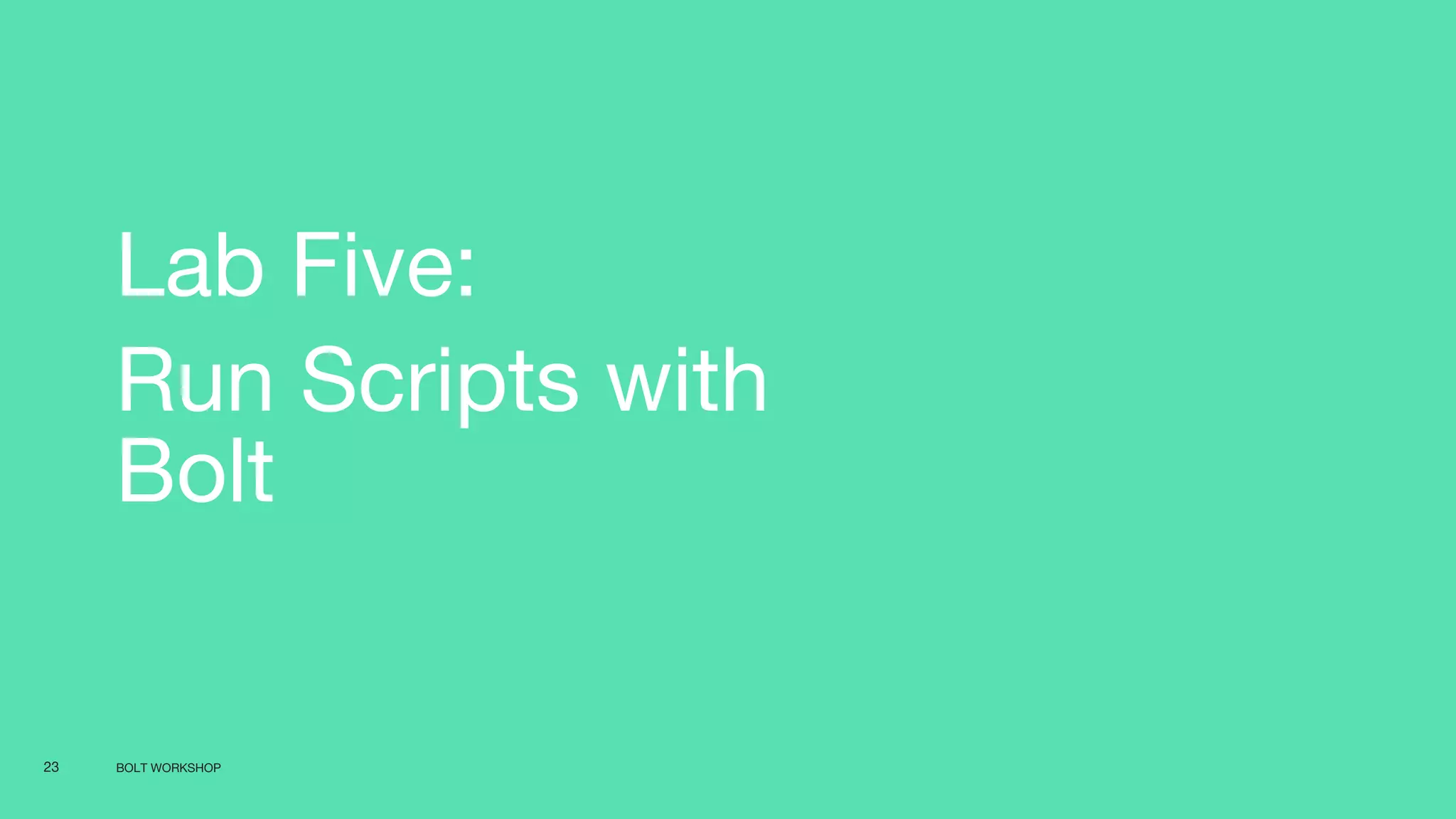 BOLT WORKSHOP23
Lab Five:
Run Scripts with
Bolt
 