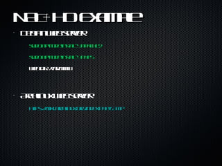 NAT+HO Example Debian web server sudo aptitude install -y apache2 sudo aptitude install -y php5 web dir: /var/www Archlinux web server https://wiki.archlinux.org/index.php/LAMP 