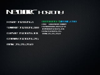 Network -  Host-Only Host IP: 192.168.56.1 Server IP: 192.168.56.100 Guest IP: 192.168.56.101 Gateway: 192.168.56.255 Mask: 255.255.255.0 cfd@ubuntu:~$  ifconfig  eth0 eth0  Link encap:Ethernet  HWaddr 08:00:27:da:22:43  inet addr:192.168.56.101  Bcast:192.168.56.255  Mask:255.255.255.0 