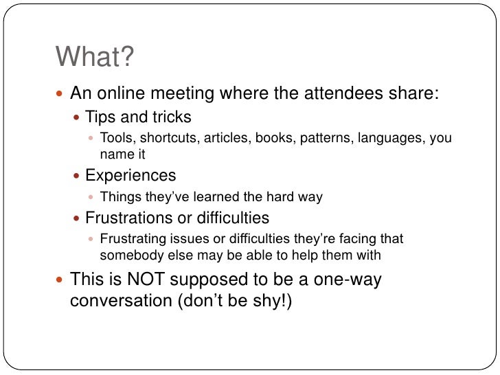 Virtual brown bag meeting