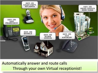 Automatically answer and route calls
     Through your own Virtual receptionist!
 