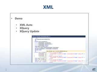 2
0
XML
• Demo
• XML Auto
• XQuery
• XQuery Update
 