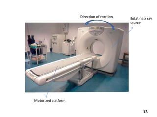 Direction of rotation

Rotating x ray
source

Motorized platform

13

 