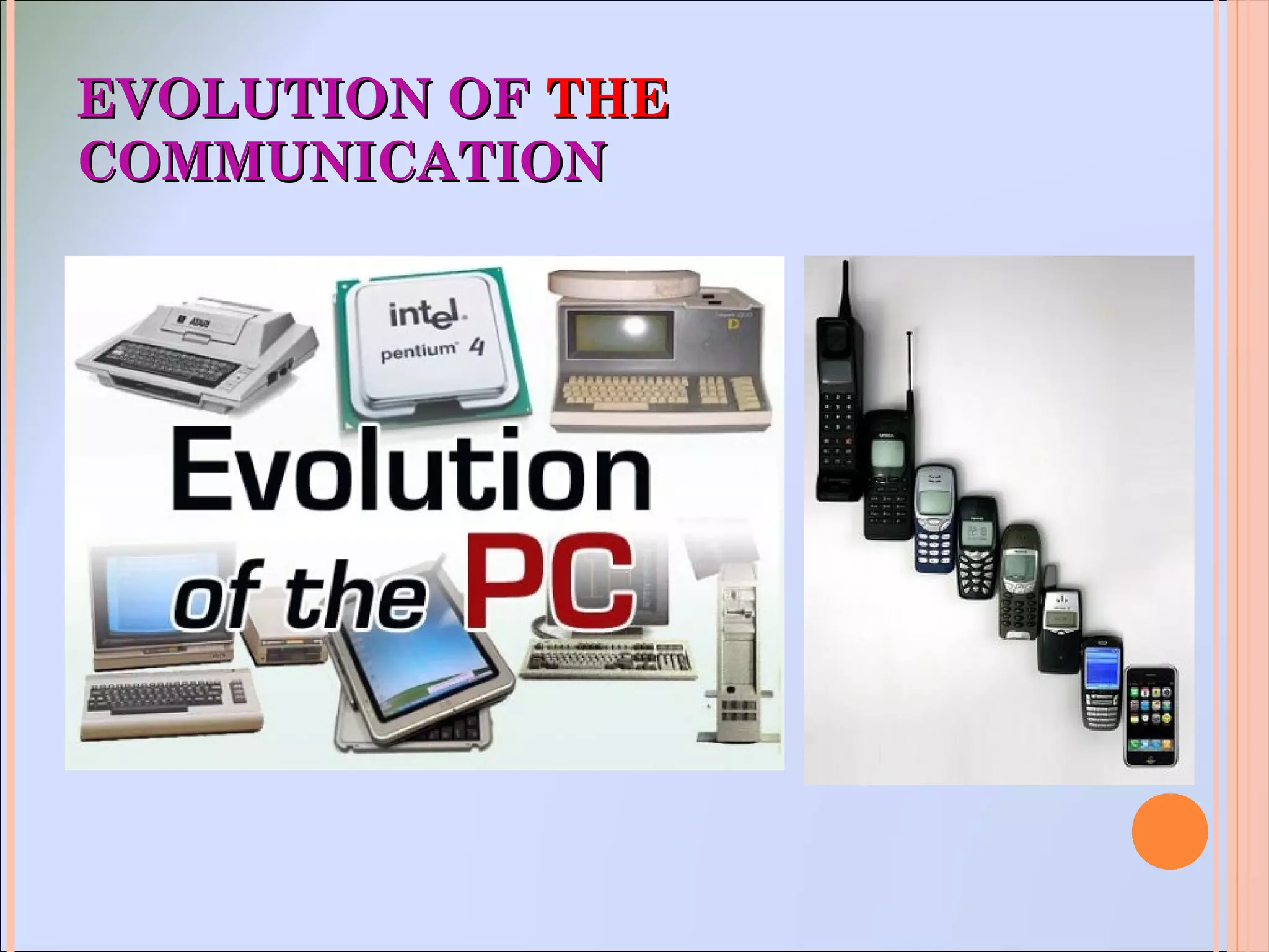 EVOLUTION OFEVOLUTION OF THETHE
COMMUNICATIONCOMMUNICATION
 