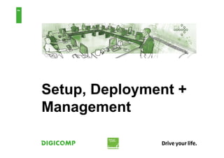 Setup, Deployment +
Management
7
 