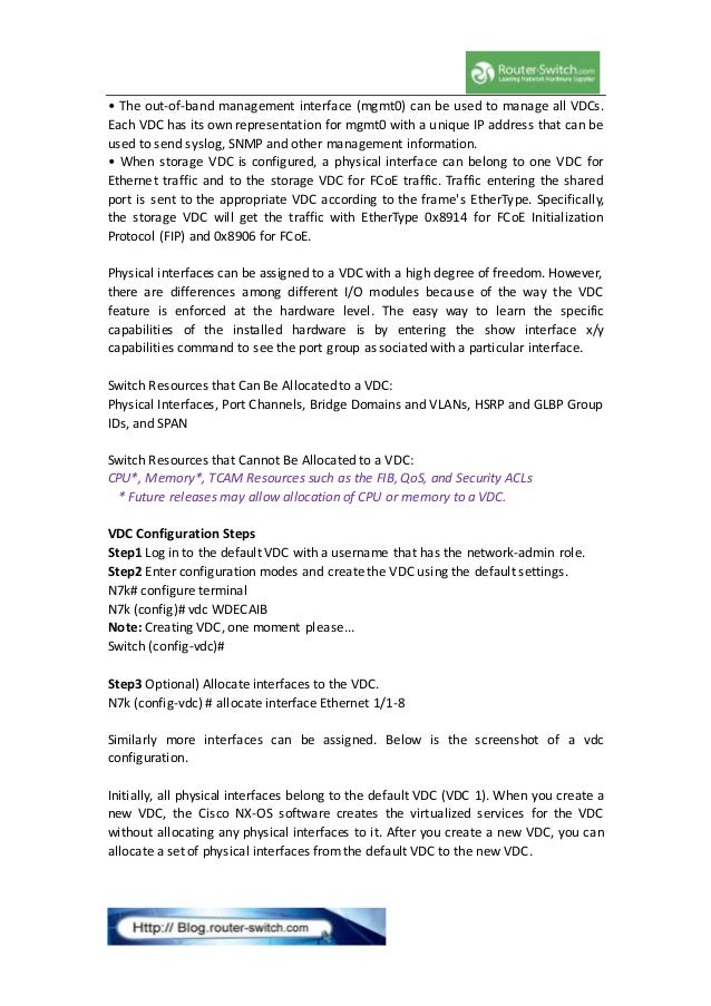 Virtual device context (vdc) configuration example