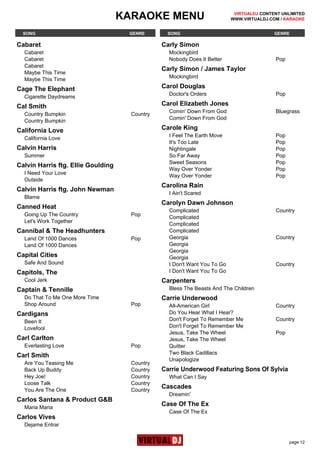 Virtual Dj Karaoke Catalog 15 02 11
