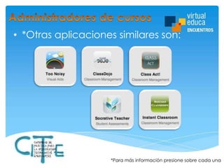 • *Otras aplicaciones similares son:

*Para más información presione sobre cada una

 