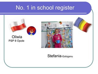 No. 1 in school register
Oliwia
PSP 8 Opole
Stefania-Gologanu
 