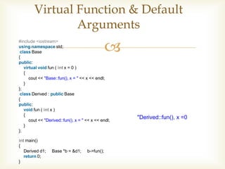 Virtual function in C++ Pure Virtual Function | PPT