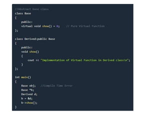 Virtual function and abstract class | PPTX