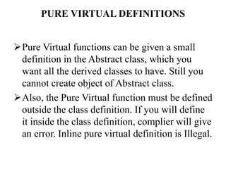 Virtual function and abstract class | PPTX