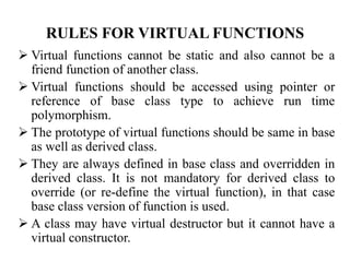 Virtual function and abstract class | PPTX
