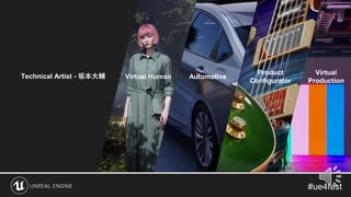 Technical Artist - 坂本大輔 Virtual Human Automotive
Product
Configurator
Virtual
Production
 