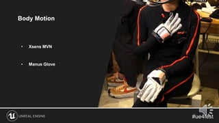Body Motion
• Xsens MVN
• Manus Glove
 