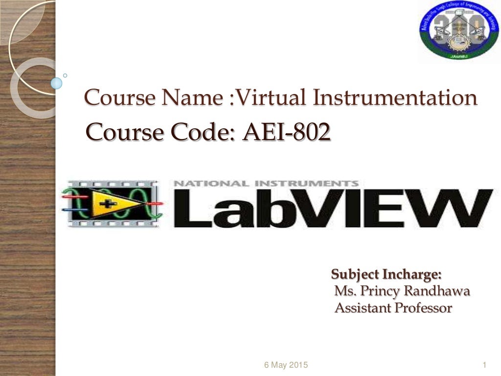 Virtual instrumentation (LabVIEW)
