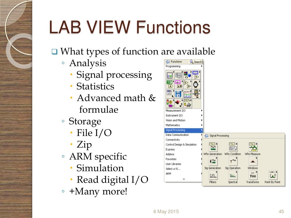 Virtual instrumentation (LabVIEW)