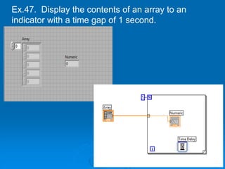Ex.47. Display the contents of an array to an
indicator with a time gap of 1 second.
 