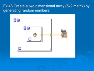 Ex.48.Create a two dimensional array (5x2 matrix) by
generating random numbers.
 