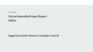 Virtual Internship Project Report-
Aditya
Suggested solution: Remove Campaigns 3 and 10
 