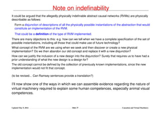Note on indeﬁnability
It could be argued that the allegedly physically indeﬁnable abstract causal networks (RVMs) are phys...