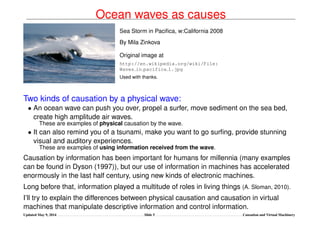 Ocean waves as causes
Sea Storm in Paciﬁca, w:California 2008
By Mila Zinkova
Original image at
http://en.wikipedia.org/wi...