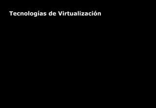 El primer canal temático para el incremento de la productividad
Tecnologías de Virtualización
 