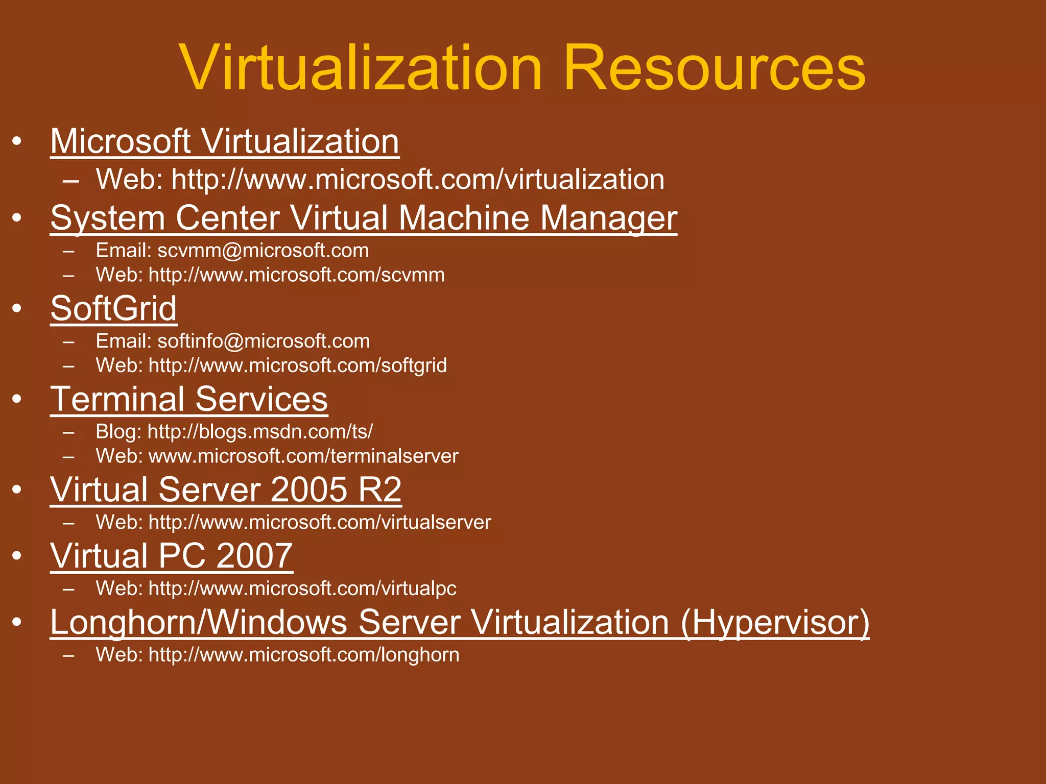 Increase AvailabilityChallenge:Providing disaster recovery for business continuity for operating systems and applicationsBackupSolution: Virtualize operating systems and applications – enabling easy backup, replication and moving to available serversServer AServer B