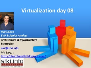 Virtualization day 08 Pini Cohen EVP & Senior Analyst Architecture & Infrastructure Strategies [email_address] My Blog:  :  http://pinicohenstki.blogspot.com/ 