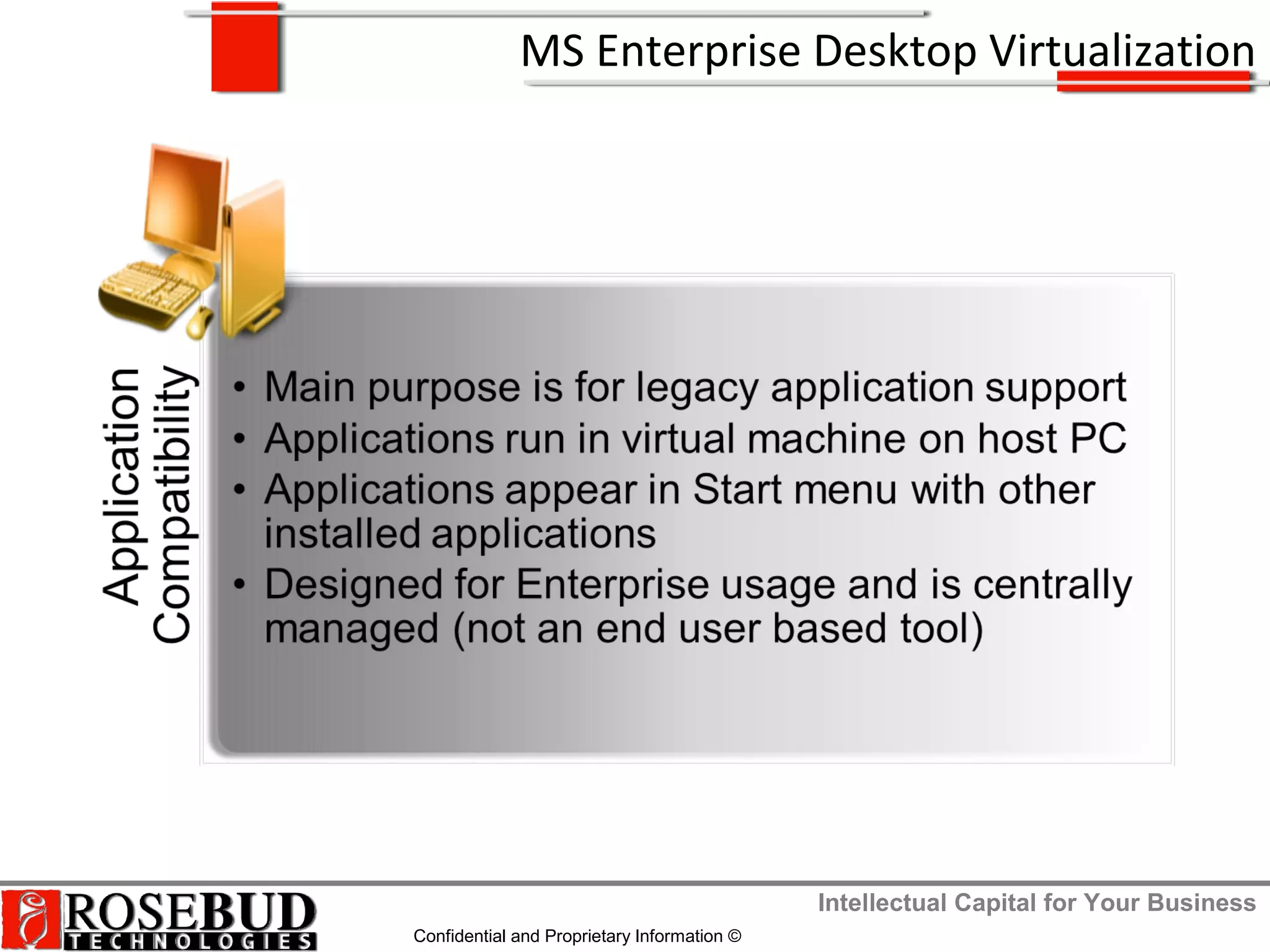 Intellectual Capital for Your Business
Confidential and Proprietary Information ©
MS Enterprise Desktop Virtualization
 