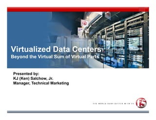 Virtualized Data Centers
Beyond the Virtual Sum of Virtual Parts


 Presented by:
 KJ (Ken) Salchow, Jr.
 Manager,
 Manager Technical Marketing
 