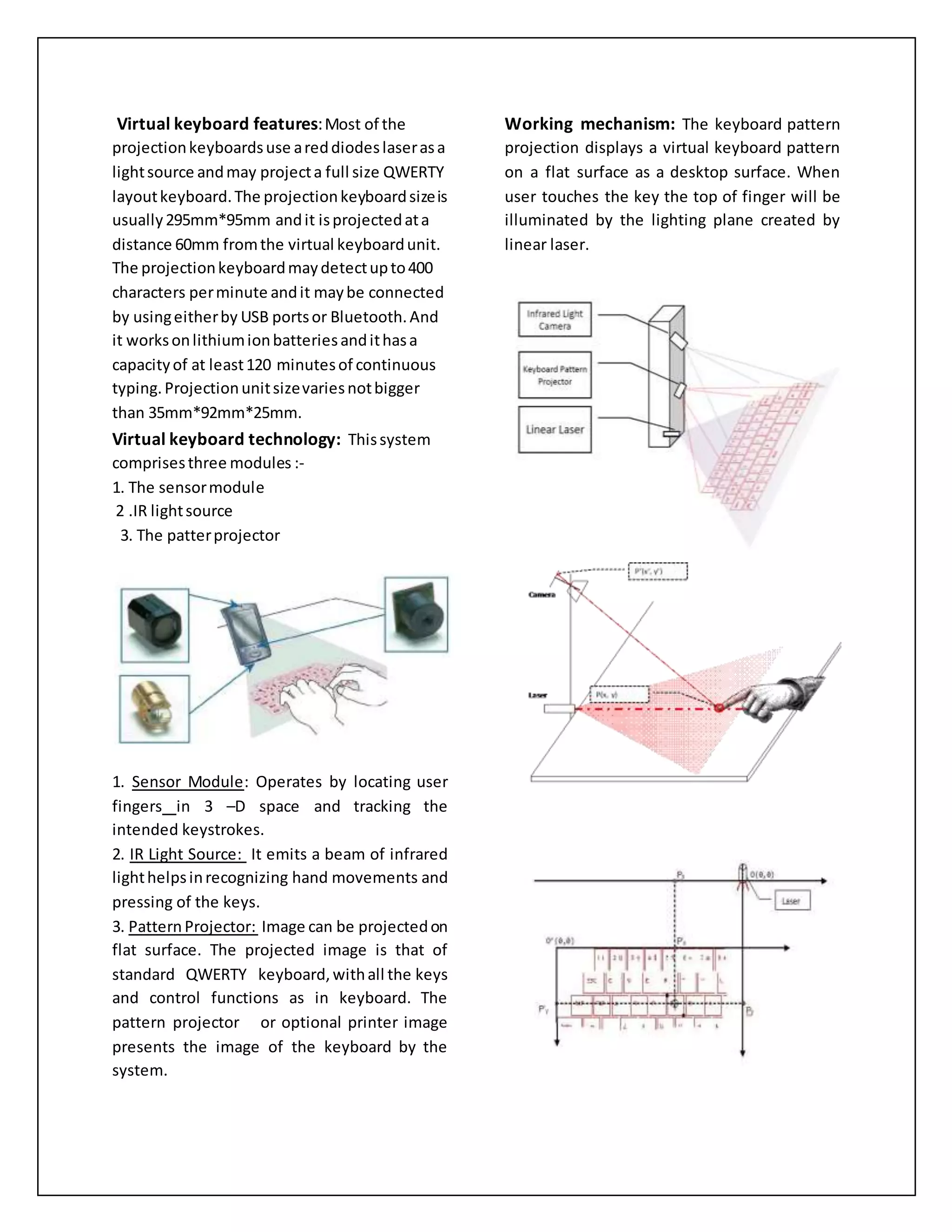 Virtual keyboard abstract | DOCX | Computer Peripherals | Computing