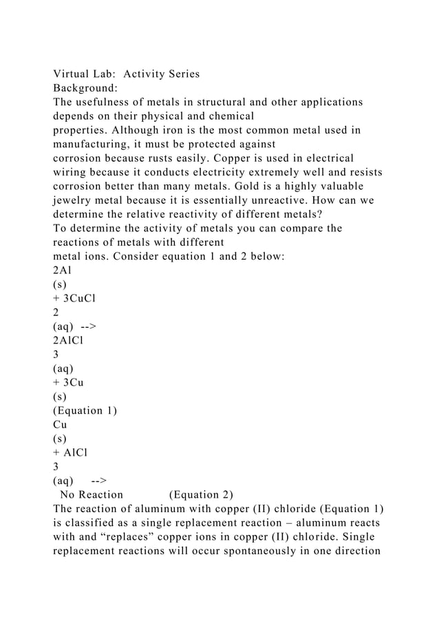 Virtual Lab Act﻿iv﻿ity SeriesBackground The usefulness of me