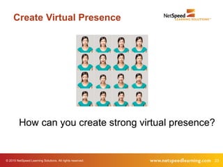 © 2015 NetSpeed Learning Solutions. All rights reserved. 23
Create Virtual Presence
How can you create strong virtual presence?
 