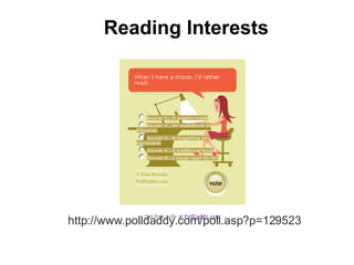 http://www.polldaddy.com/poll.asp?p=129523 Reading Interests 