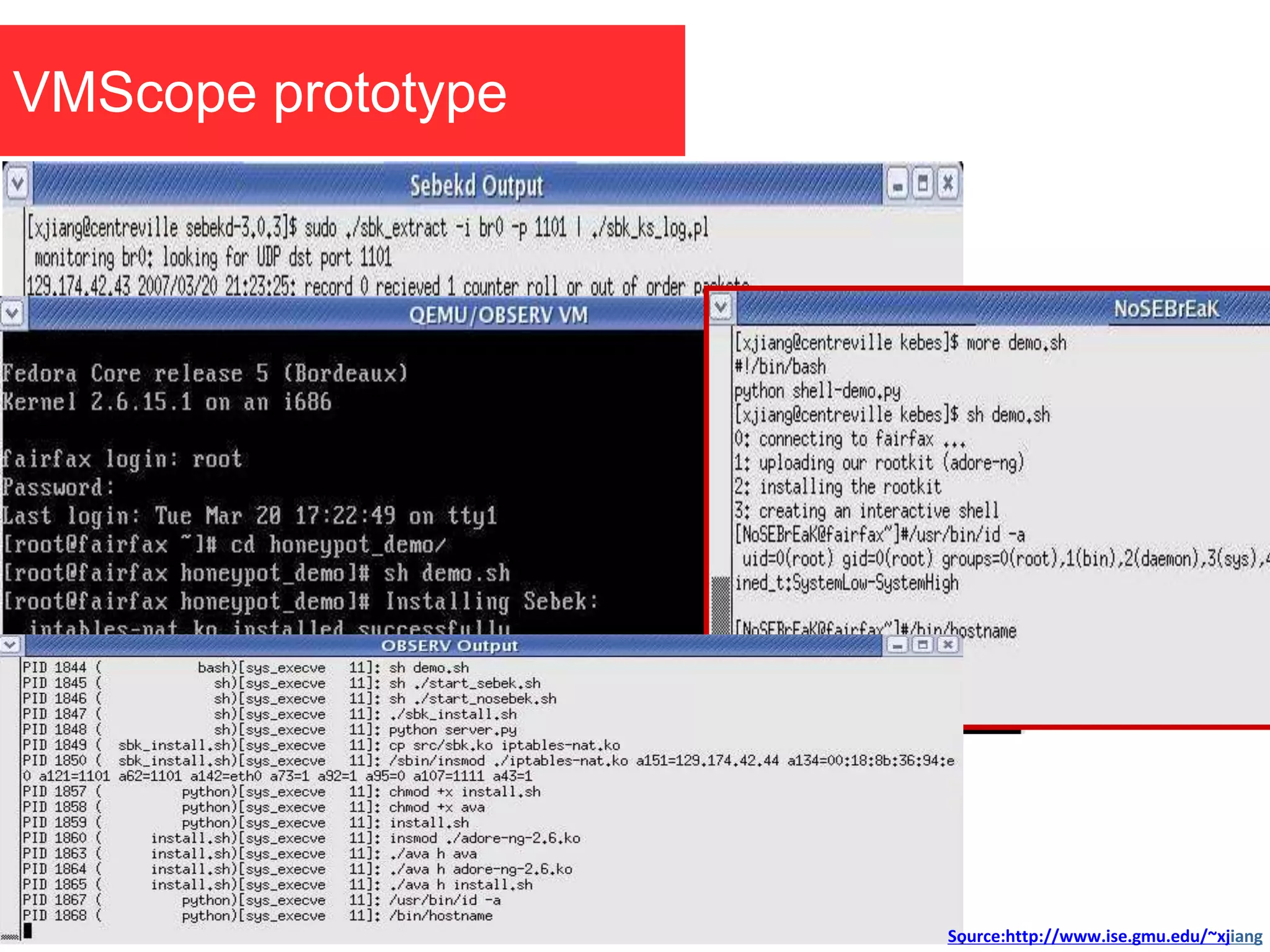 VMScope prototype
Source:http://www.ise.gmu.edu/~xjiang
 